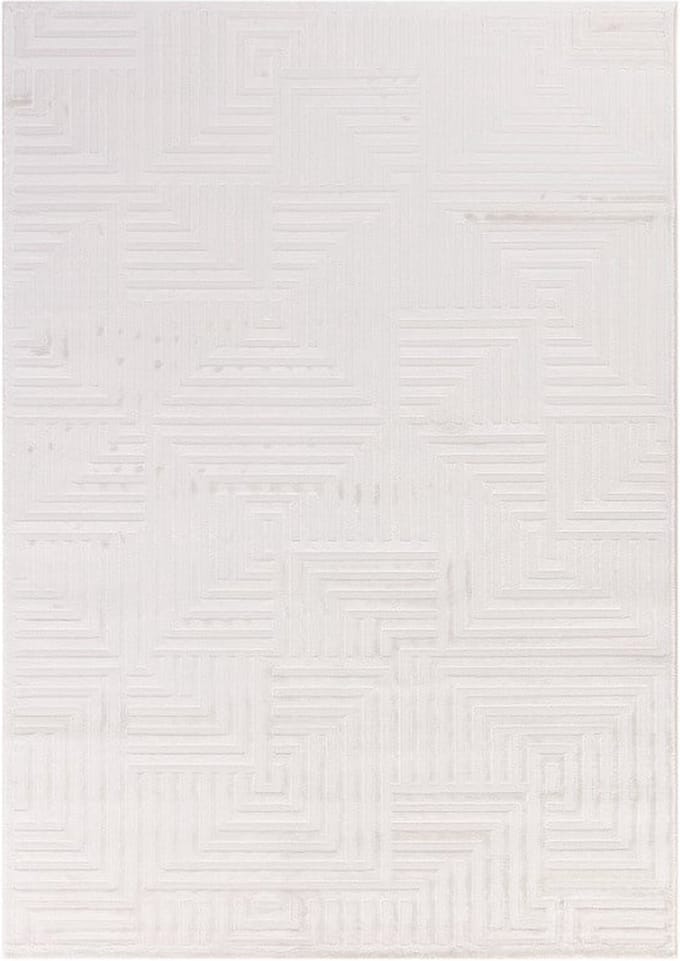 Flycarpets Cara Modern Japandi Cubico Vloerkleed - Creme - 80x250 cm