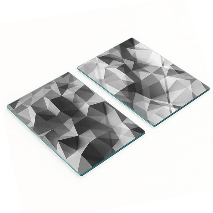 Duurzame en stijlvolle glazen borden met abstract driehoekspatroon 2x40x52 cm
