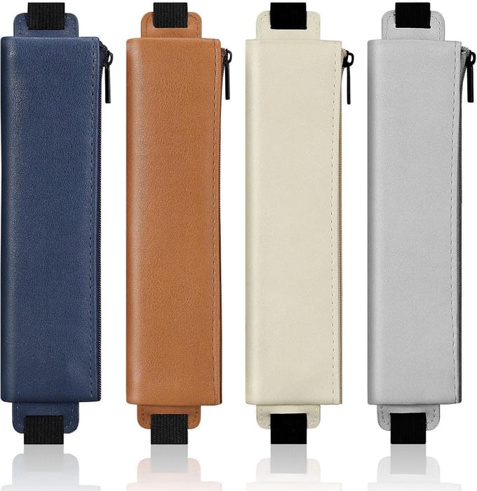 Elastische Etui voor Notebook, 4 Stuks PU-Leren Pennenkoker, Met Verstelbare Elastiek voor Planner en Journal