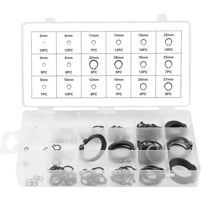 150 stuks Borgring Circlip Assortimentset 3mm 32mm 18 Maten met Doos