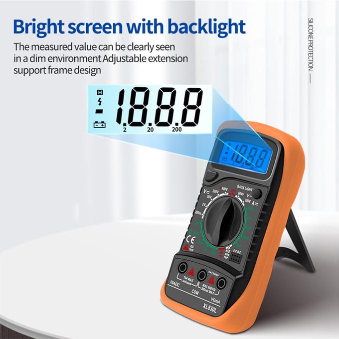 Multimètre numérique portatif XL830L, rétro-éclairage LCD, voltmètre AC/DC, ampèremètre DC, tension Ohm