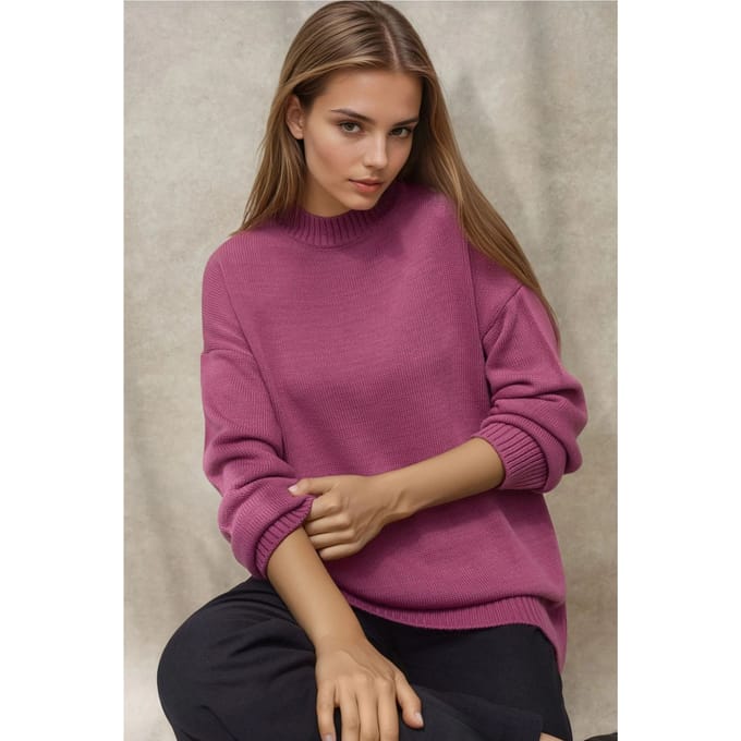 Dikke Gebreide Crew Neck Lange Trui