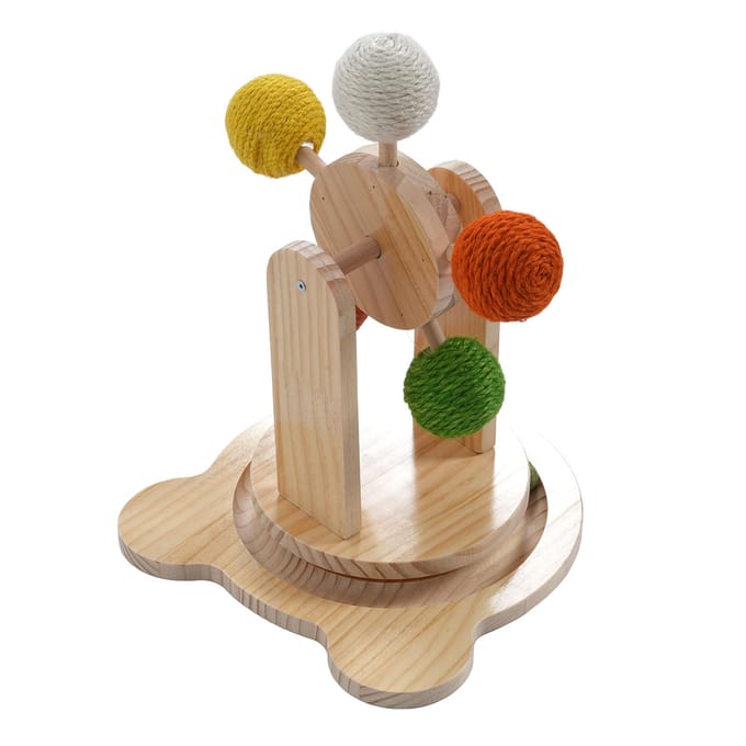 Houten Draaitafel Basis Kattenbal Speelgoed Zelfvermaak Sterke Structuur Interactief Krabben beige