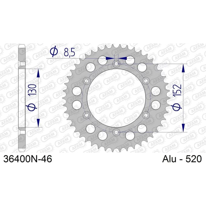 Aluminium tandwiel achter Afam 520 46 dents