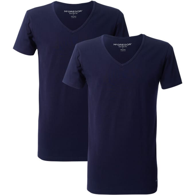 McGregor - Premium Stretch T-shirt - V-neck - 2-Pack - Marineblauw / Navy - M