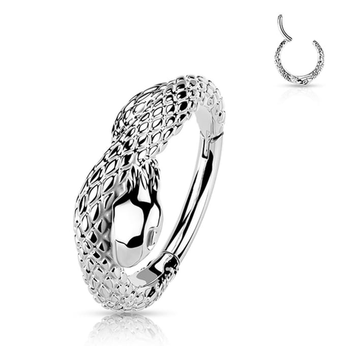 High Quality clicker snake ring 1.2x8 - zilver - LMPiercings