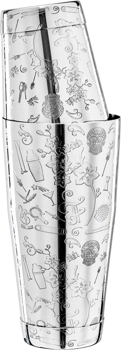 Cocktailshaker - Collabo TIN on TIN roestvrij staal - 28oz/18oz - met gravure - Limited Edition