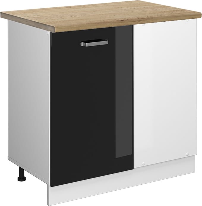 Vicco R-Line Hoekkast – 86 cm, WB Eik Zwart hoogglans