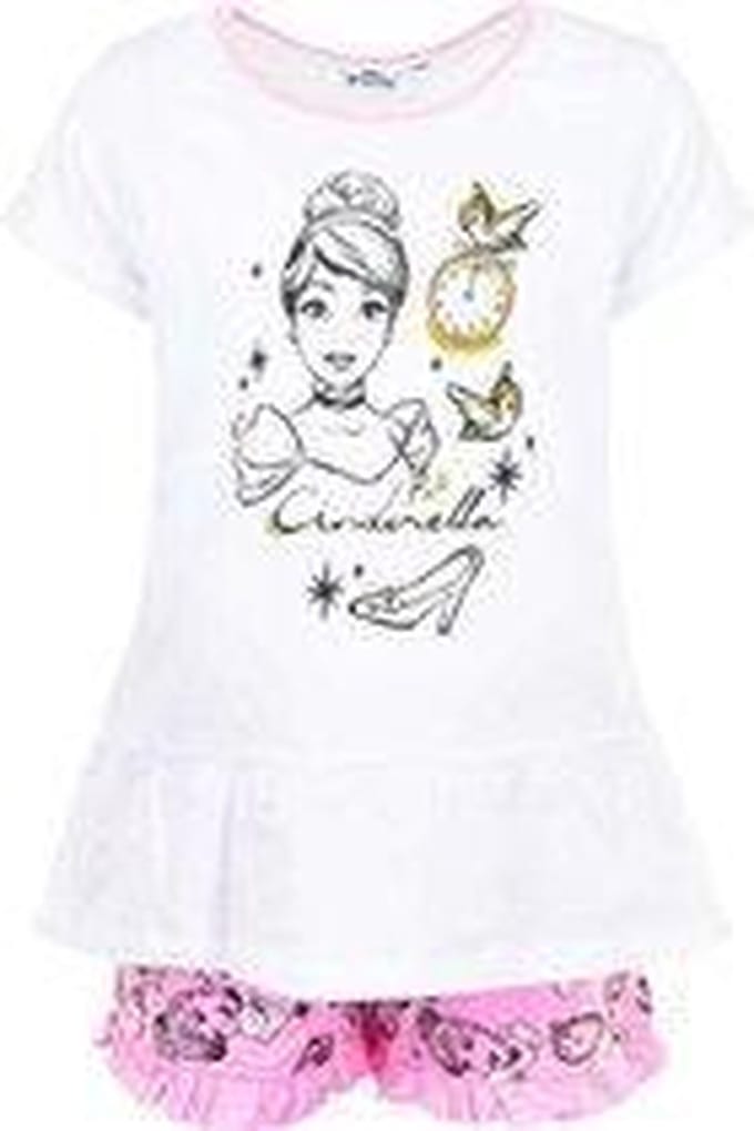 Disney Princess - Cinderella - Shortama - Wit - Maat 104 - 4 jaar