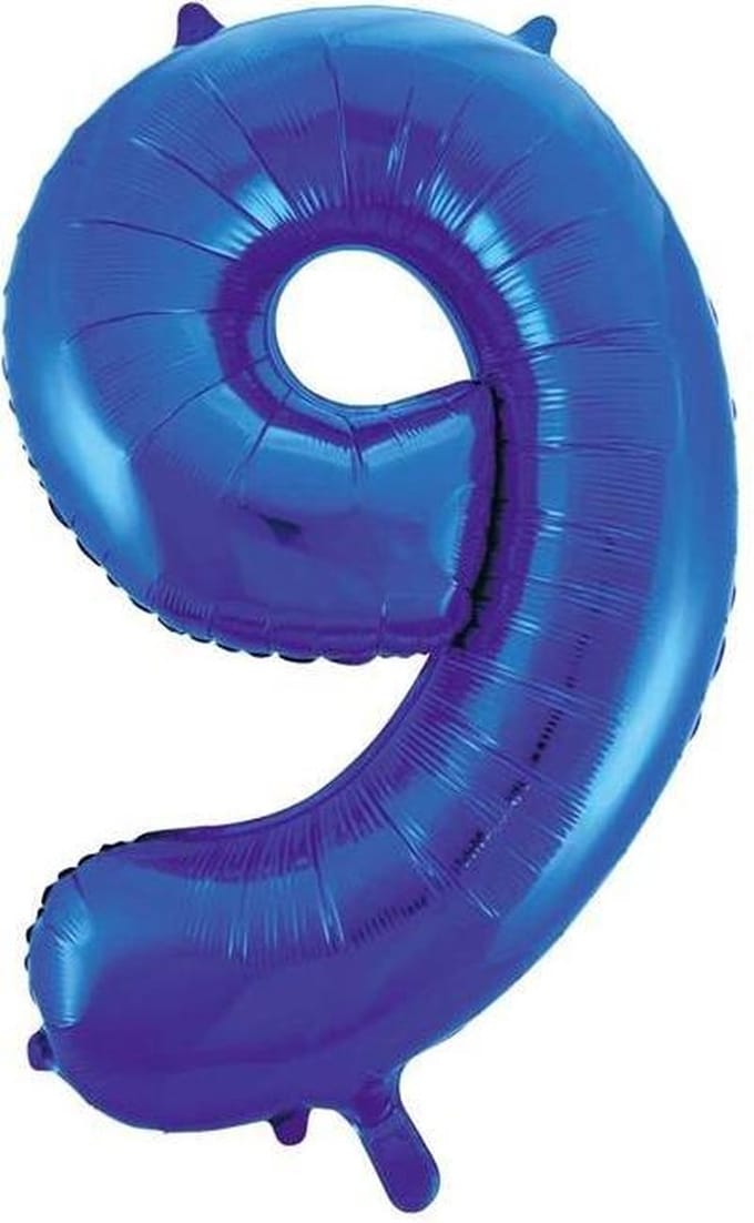 Blauwe folie ballon cijfer  9.