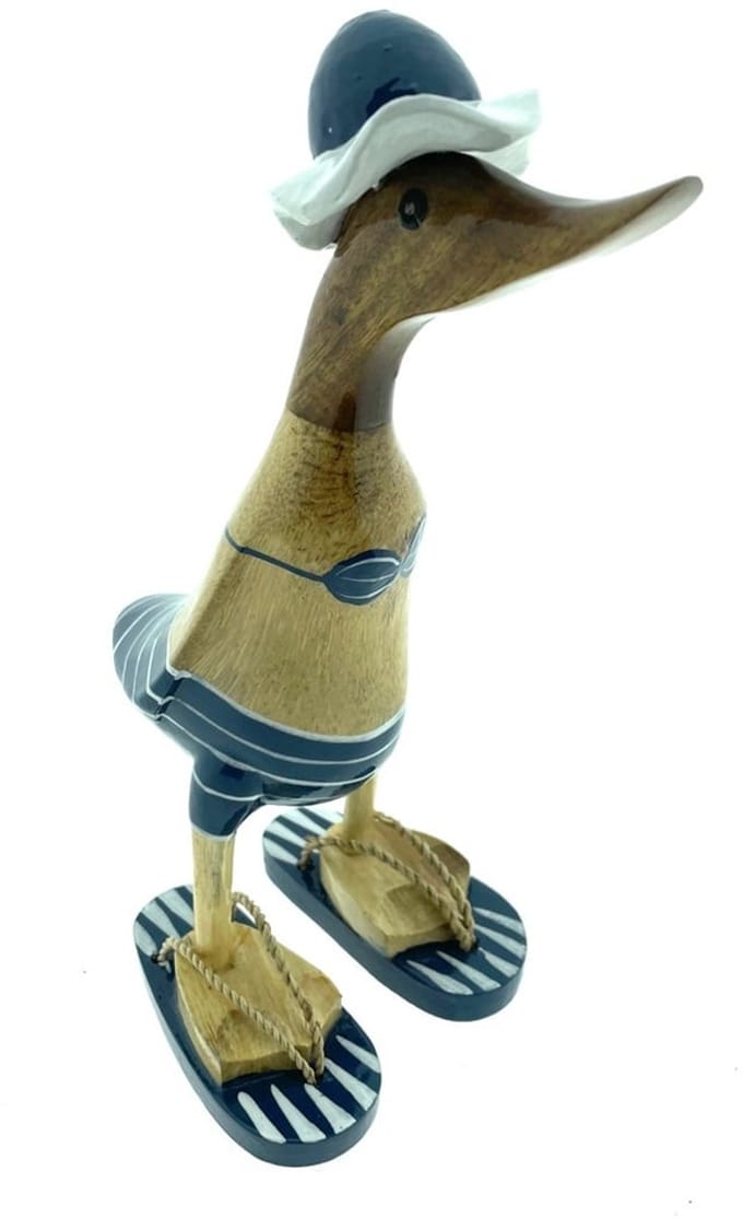 Houten eend Jesse L donkerblauw wit