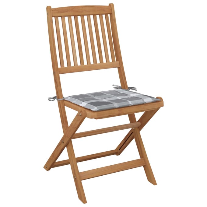 vidaXL - Inklapbare - stoelen - 6 - st - met - kussens - massief - acaciahout