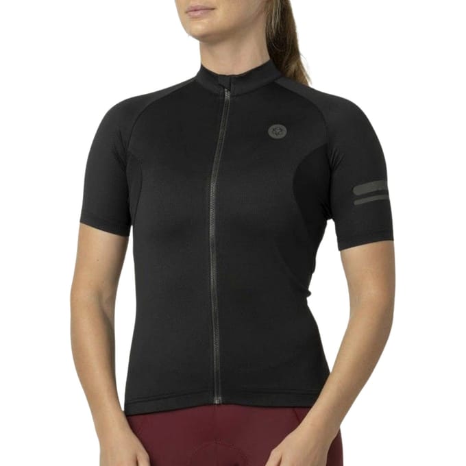 agu Core Fietsshirt Dames Korte Mouwen - Zwart - Drie achterzakken - YKK-rits over de hele lengte - Sneldrogend interlock