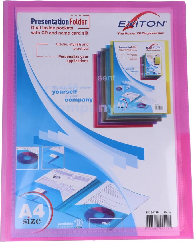 Exiton documentenmap - A4 - Doorzichtig roze - presentatiemap