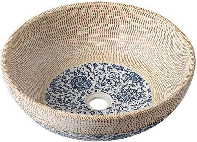 Waskom Sapho Priori Rond 42x15 cm Keramiek Decor Beige / Blauw