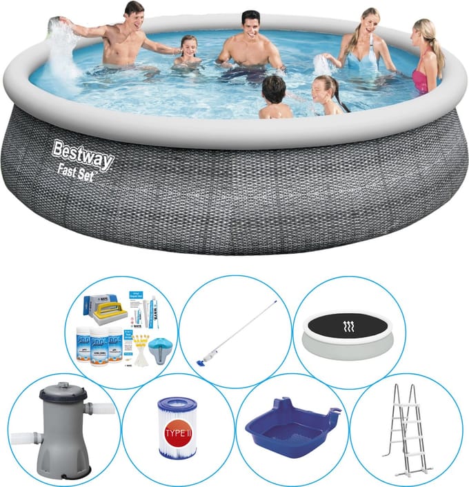 Fast Set Rattan Rond 457x107 cm - Deluxe Zwembad Deal