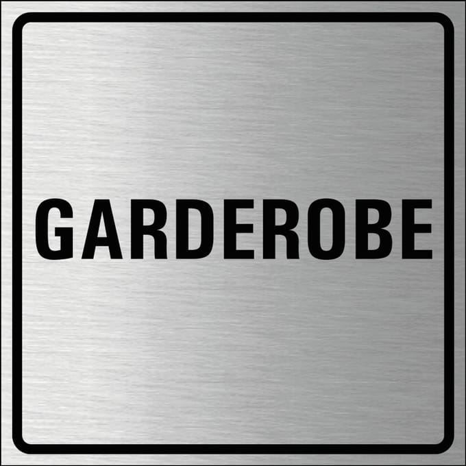 Garderobe bordje, geborsteld aluminium 150 x 150 mm