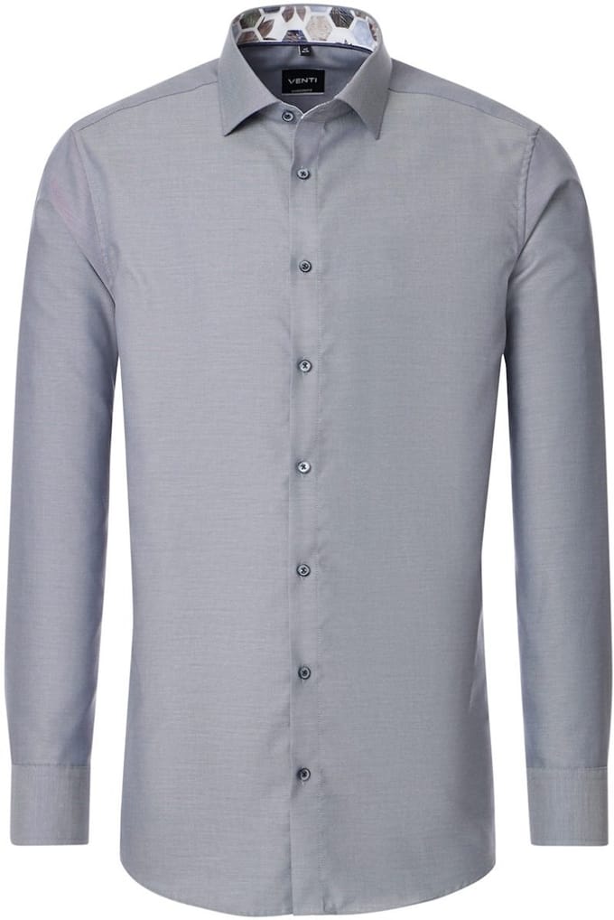 Antraciet Venti Overhemd Kent Kraag Met Motief Modern Fit - XL