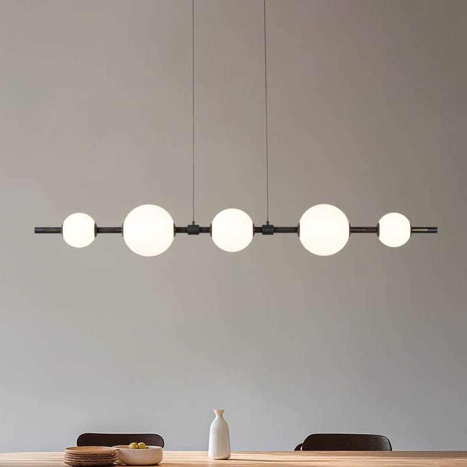 Lucande LED hanglamp Tanira, zwart/wit, 140 cm, step-dimbaar