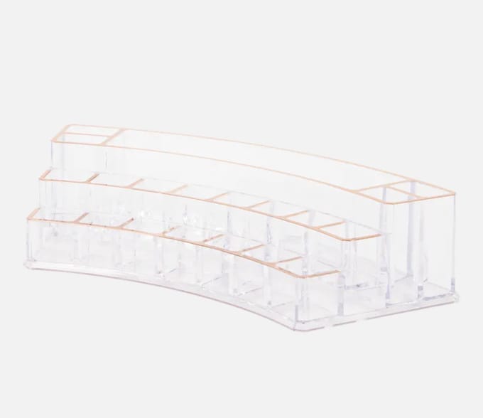 Make-up-organizer - 28x12x7 cm - Gouden rand - Transparant