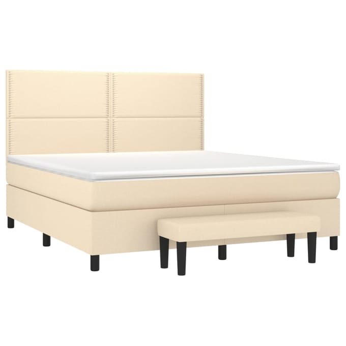 vidaXL - Boxspring - met - matras - stof - crèmekleurig - 180x200 - cm