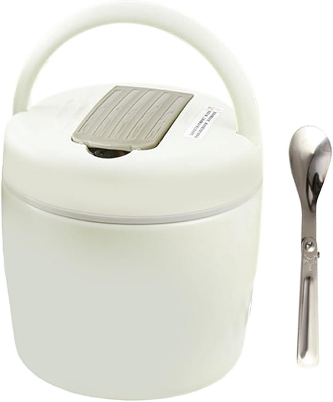 Warme Lunchcontainer - Thermos Beker - Maaltijden Warm Houden - Verstelbare Compartimenten - 12 Liter - Beige