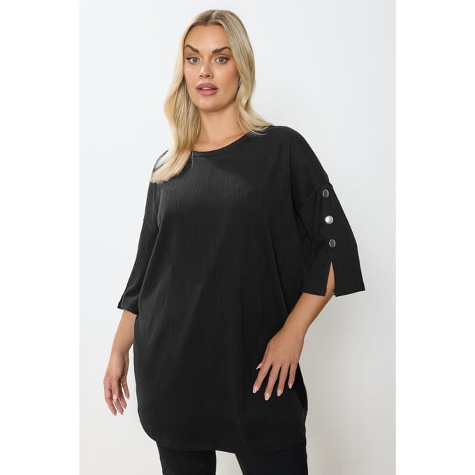 Yours Zwarte Soft Touch Top Met Knoopjes Size 46