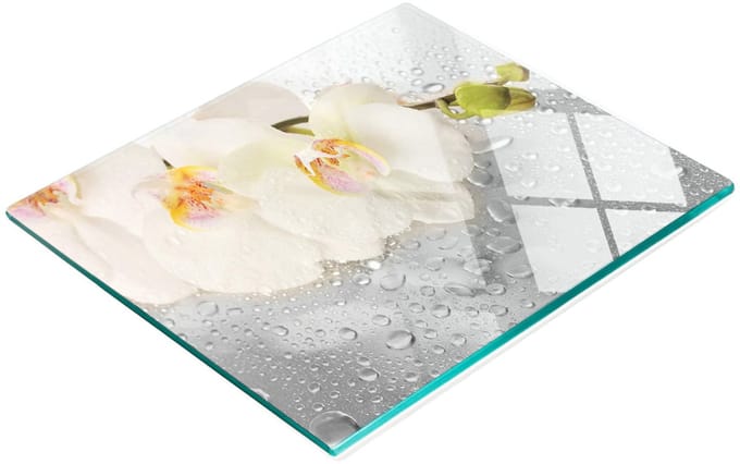 Decoratieve glazen snijplank met orchideeënmotief, 60x52 cm