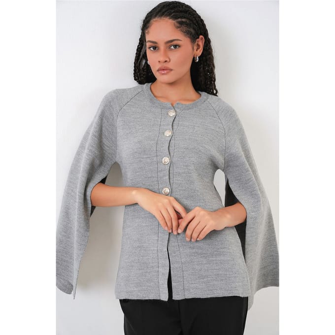 Gestructureerde Brei Cardigan met Knopsluiting