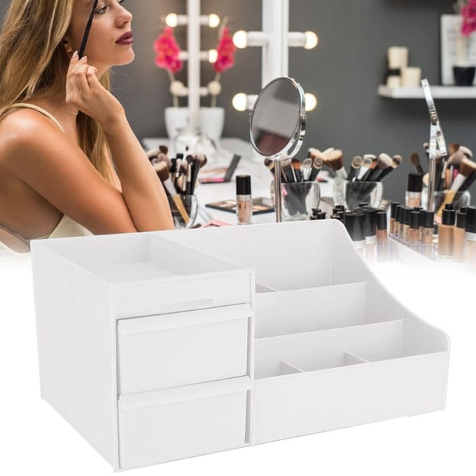 Professionele Make-up Koffer Cosmetische Opbergdoos Bureau Beauty Organizer met LadeWit wit