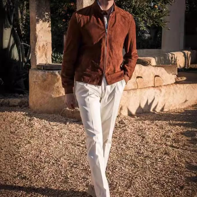 Nieuwe Heren Casual Mode Suède Effen Kleur Jas Heren Windjack 2XL