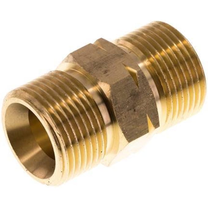Dubbele Nippel G3/4" Buitendraad X Buitendraad Linkshandig Messing 16bar 27mm Hex