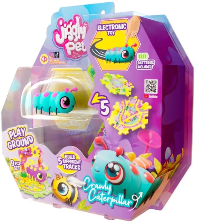 Jiggly Pets Blauwe Rups robot - Met puzzelbanen - Vanaf 4 jaar - Speelgoed - Creativiteit