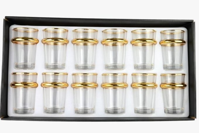 Bavary Arabic Glazen - Set van 12 stuks - Goud Design - TheeGlas