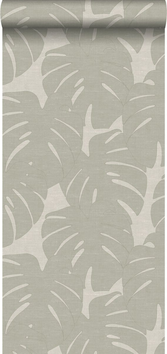 Origin Wallcoverings behang bladeren met geweven structuur donker beige - 347761 - 0,53 x 10,05 m