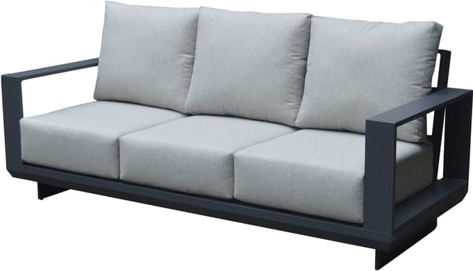 Avellino 3-zitsbank aluminium antraciet soft grey kussens