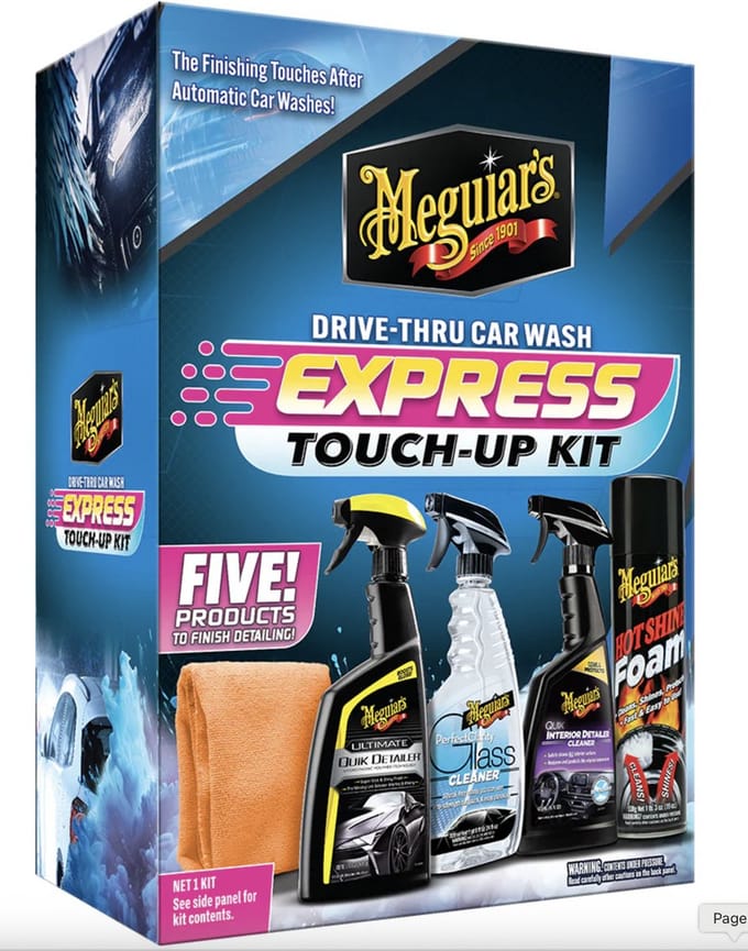 Meguiar’s Express Touch-Up Kit – Complete Auto Verzorgingsset – Interieur, Glas, Lak & Banden – Inclusief Microfiber Doek – G55254