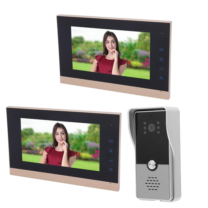 Video Intercom Systeem Bekabeld HD CMOS Sensor Eén Knop Ontgrendeling Touch Control Deurbel Camera met 7 EU Plug veelkleurig