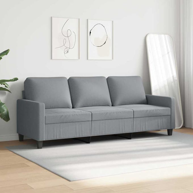 Vidaxl Bank 3-Persoons, Lichtgrijs, 180 Cm, Bekleed met Stof