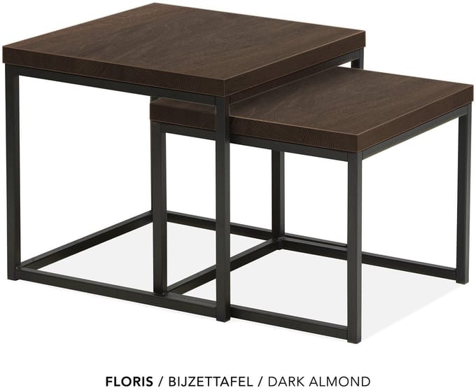 Maxfurn - Set vierkante salontafel | kleur: Dark almond