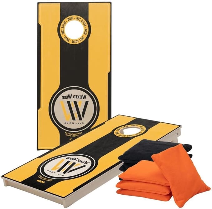 Cornhole Set - Gooispel Planken - Buiten Spelen - Officieel Wedstrijdformaat - 120x60 cm - Geel Zwart