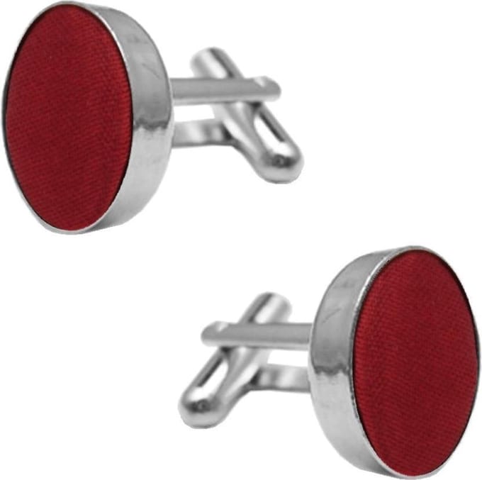 Fako Bijoux - Manchetknopen - Staal & Zijde - 16mm - Bordeaux Rood