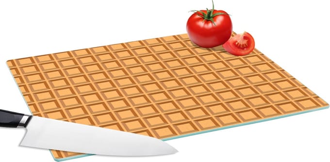 Glazen Snijplank - 39x28 - Wafel - Bruin - Structuur - Design - Snijplanken Glas