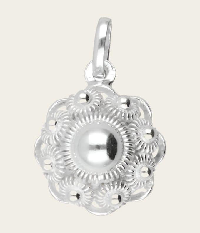Zilveren Zeeuwse knop knoop 14 mm. ketting hanger