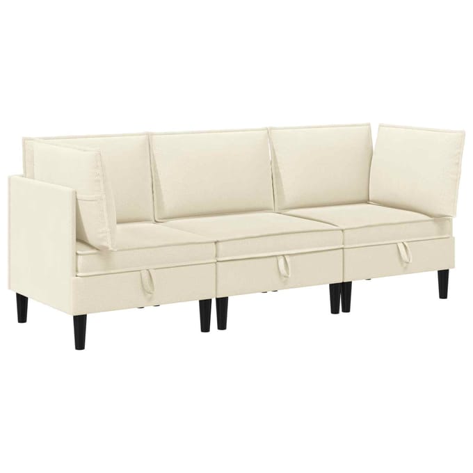 vidaXL - Woonkamer - Meubelset - 3 - st - Crèmekleurig - Stof