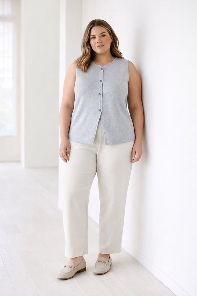 YEST CURVE Janneke Tops - Light Grey/Melange - maat 3(52)