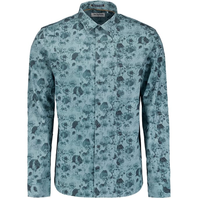 No Excess Shirt Stretch Allover Printed Deep Blue Größe: XL | Casual hemden Outlet | Herren | Blau