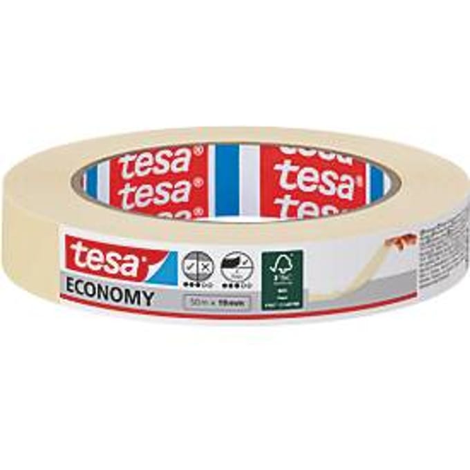 tesa schilderstape Economy, 50 m × 19 mm, zeem - gladde oppervlakken, gemakkelijk verwijderbaar, zonder resten