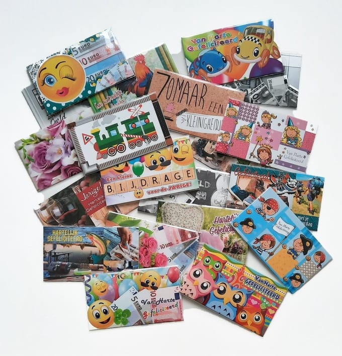 Restanten - Geld/ kado Enveloppen – 20 Stuks – Hartelijk Gefeliciteerd – 16.5 x 9.5 cm – REST-001