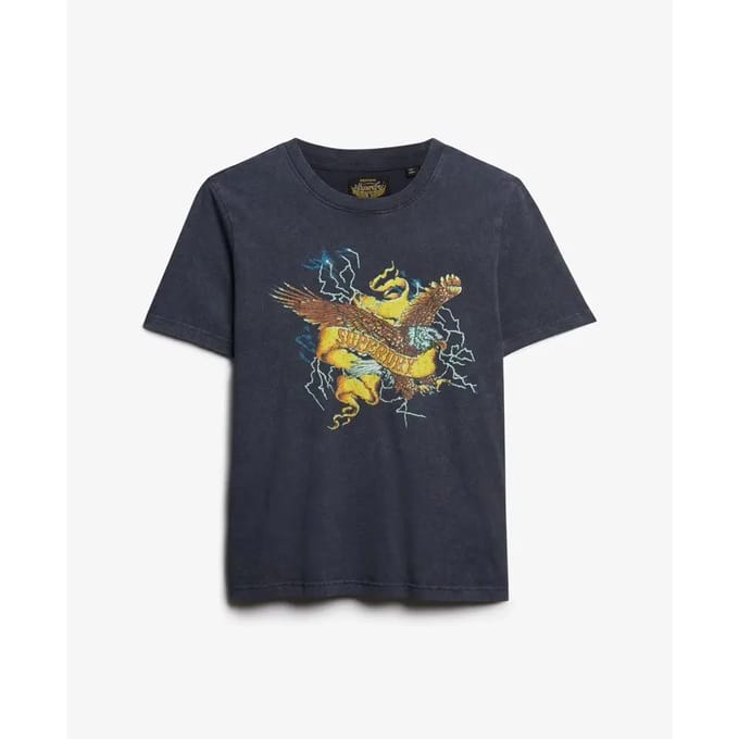 Superdry - Biker Rock Relaxed T-shirt met print - Dames - T-shirts